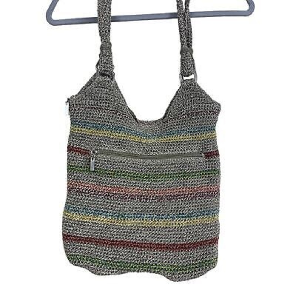 The SAK Belle Purse Crochet Handbag Voyager Stripe Tote Boho Hippie Shoulder Bag